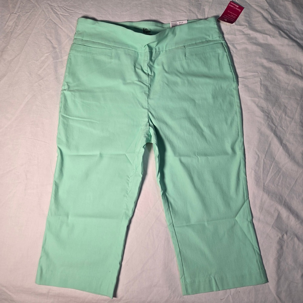 Kim Rogers Capri Pants 16P Mint Green Millennium Capri Tummy Control Pull On NWT